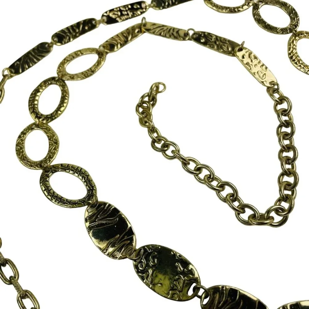 Belly Body Chain Link Belt One Size Retro Gold Tone Vintage Boho Chic 70s u